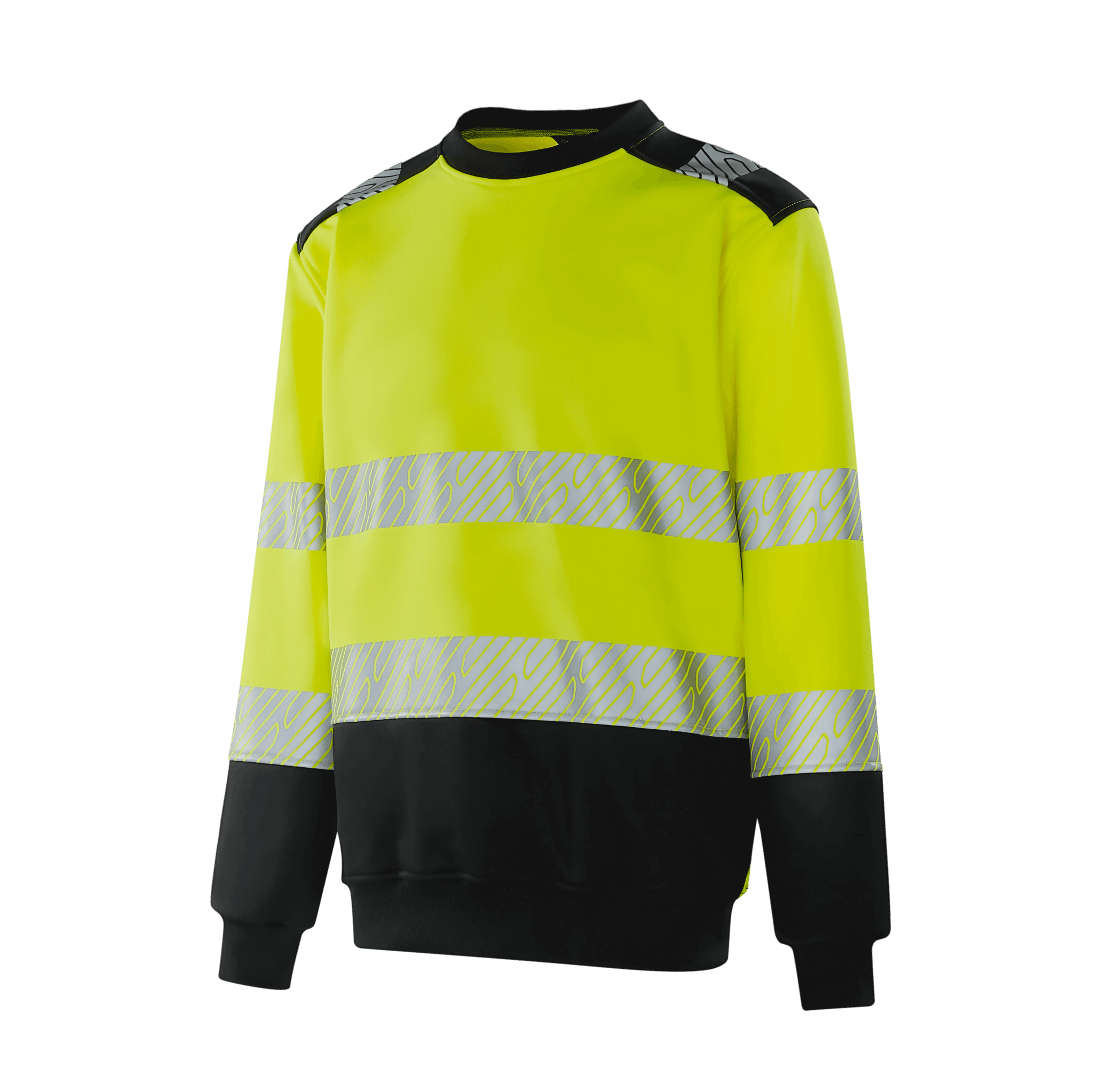 WROCLAW WF201 hi-vis stretchy sweatshirt in fluorescent yellow with heat transfer reflective tapes